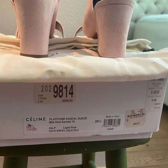 Celine platform sandal suede mid heel sandal light pink brand new size 39 1/2 - Picture 8 of 8